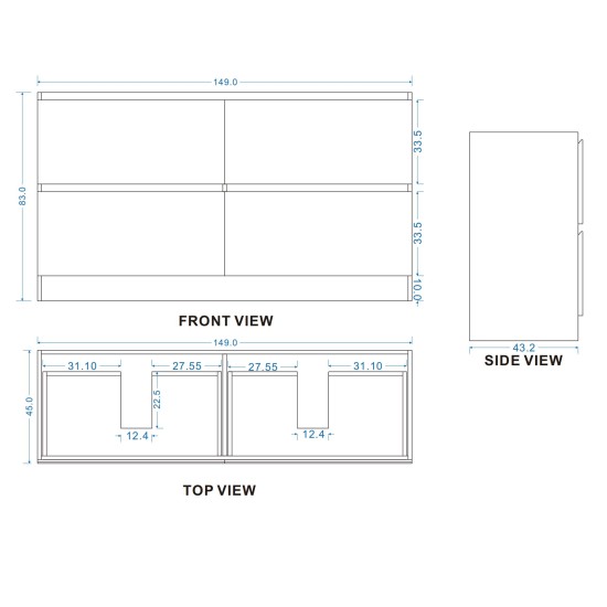 DNF 1500X460X830MM PLYWOOD FLOOR STANDING VANITY - GLOSSY WHITE WITH DOUBLE CERAMIC TOP DNF 1500X460X830MM PLYWOOD FLOOR STANDING VANITY - GLOSSY WHITE WITH DOUBLE CERAMIC TOP
